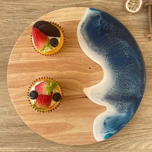 Sang trọng tinh tế tre thớt độc đáo nhựa Epoxy charcuterie pho mát Hội Đồng Quản Trị màu xanh lửa Tím sóng thiết kế cho thực phẩm sử dụng - Product Image 2
