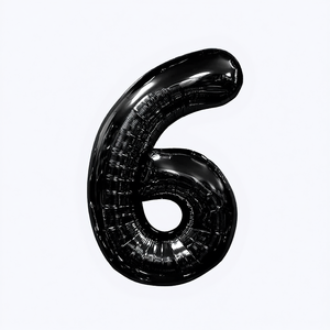 Globos de Fiesta con Número, Color Negro N6, 100 cm, Bolsa de 12 Unidades - Product Image 2