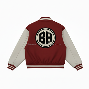 Classic 480 GSM Heavy Wool Varsity Jacket Color granate y blanco Carta personalizada Logo Chenille Bordado Chaquetas universitarias para mujer - Product Image 2