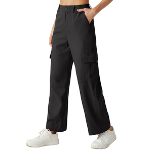 Pantalon cargo baggy en coton de qualité supérieure Streetwear à six poches pour femmes Pantalon confortable à taille haute personnalisé - Product Image 2