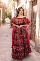 Robe maxi rouge vintage mexicaine brodée de fleurs, vente en gros traditionnelle, coton mexicain brodé au crochet, robe mexicaine