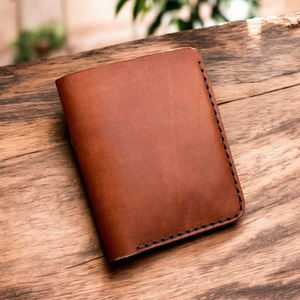 Personalized Bifold <b>Wallet</b> For Men Crazy Horse Handmade Cowhide <b>Card</b> <b>Holder</b> Slim Brown Purse Father's Day Gift CHW-0055 - Product Image 1
