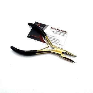 Pinzas para Microperlas de Tres Orificios, Doradas con Negro, Personalizables, Herramienta de Extensión de Cabello de Acero Inoxidable, Servicio OEM - Product Image 1