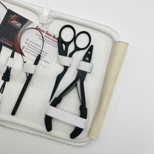 Kit de pinces d'extension de cheveux en acier inoxydable noir mat avec logo personnalisé paquet de sac aiguilles à coudre ciseaux vente en gros - Product Image 2