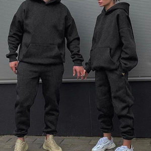 OEM personalizado 100% algodón invierno Sudadera con capucha conjuntos Hip Hop Casual Streetwear mujeres sudadera conjunto pulóver Unisex hombres sudaderas con capucha de lana - Product Image 2