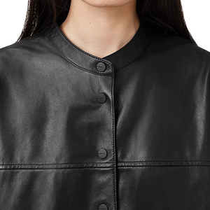 Camisa de Cuero Genuino de Manga Corta Estilo Vintage para Mujer, Color Sólido, Ligera y Cómoda de Usar - Product Image 5