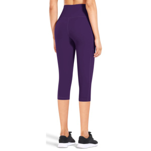 Leggings Capri de Sport Élastiques Respirants Taille Haute en Spandex/Polyester de Haute Qualité pour Femmes – Pantalons d'Entraînement à Séchage Rapide - Product Image 6