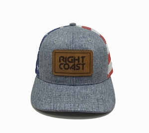 Casquette OEM personnalisée à 6 panneaux en maille à bord incurvé, casquette de camionneur avec patch en cuir personnalisé, casquette de camionneur fabriquée au Vietnam - Product Image 1