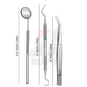 Kit de Examen Dental de Acero Inoxidable de Alta Calidad, Pedido al por Mayor, Kit de Examen Dental Reutilizable, Juego Básico de 3 Piezas - Product Image 1