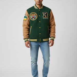 Wholesale <b>High</b> Quality Fleece Varsity Jacket For Men Chenille Embroidery <b>Leather</b> Sleeves Letterman Varsity Winter Jacket - Product Image 1