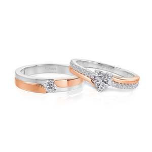 แหวนแต่งงานคู่รักเงินแท้สองสีทรงโค้ง Jeulia Amore - Product Image 1