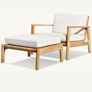 Pouf simple Offre Spéciale en bois de teck écologique pour une utilisation en intérieur, robuste avec coussin doux et moelleux - Product Image 4