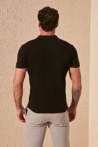 Logotipo personalizado del fabricante de secado rápido de alta calidad para Polo cuello alto negro liso color OEM SI Ropa hombre para polo - Product Image 3