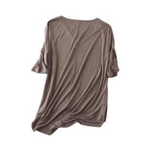 Camisetas de moda, camisetas de verano para mujer, camisa holgada sólida de media manga con cuello en V, Camisetas Básicas de gran tamaño para mujer, informales - Product Image 2