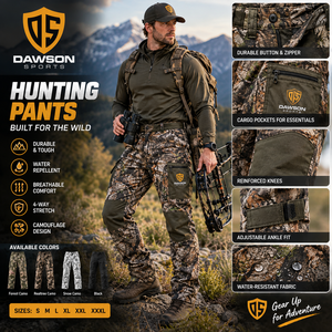 Pantalon de chasse camouflage, pantalon cargo d'extérieur, résistant aux déchirures, hydrofuge, respirant, genoux renforcés - Product Image 2