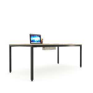 Uconcept HBUC054-200x100cm Minimalist Style Plywood Conference <b>Table</b> with Iron <b>Legs</b> <b>Adjustable</b> for Office or Hotel Use - Product Image 4