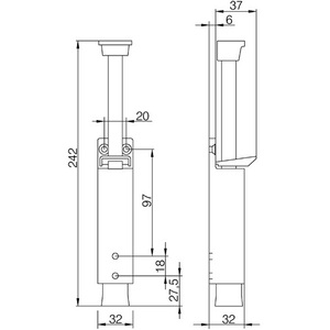 DENI Trfeststeller 3837 0060 22 Zinkdruckguss Silber Lackiert Draft Stopper avec 90 mm de hauteur de levée pour montage frontal - Product Image 3