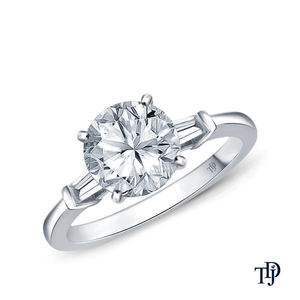 แหวนหมั้นแบบกึ่งสำเร็จรูปทรงเรียวประดับเพชรทรงบาแก็ตต์ด้านข้าง ทอง 14K ผู้ผลิตขายส่งและขายปลีกแบบ OEM - Product Image 5