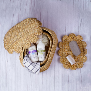 Panier de rangement pour pétoncles tissés en jacinthe d'eau faits à la main Paniers de rangement en jacinthe naturelle - Product Image 6