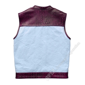 Chaleco de cuero genuino de calidad premium las alas que caminan negro con botón cubierto Dos bolsillos exteriores transpirables para el invierno - Product Image 2