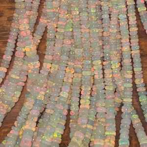 Genuine Ethiopian Opal Smooth Rondelle <b>Beads</b> 3-5mm Natural Gemstone Strand for Jewelry Making Loose <b>Beads</b> Wholesale Bulk - Product Image 4