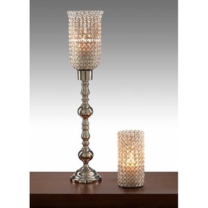 Bougeoir Hurricanes en cristal plaqué argent pour la maison et la décoration de table de mariage Centres de table Bougeoir en métal cristal - Product Image 1