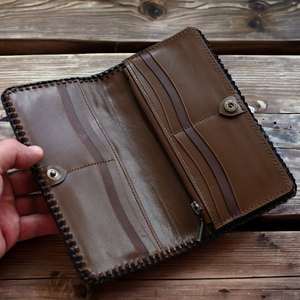 Portefeuille en cuir véritable durable, vintage, pliable, à motif géométrique, court, à double rabat, avec blocage RFID, multifonction - Product Image 3