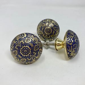 round blue & gold knob <b>pull</b> cabinet for home dresser <b>door</b> cabinet furniture decorative kitchen wardrobe <b>handle</b> knobs - Product Image 4