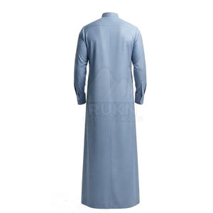 Thobe arabe traditionnel à manches longues, vêtement musulman, col montant, design décontracté, léger, respirant, en coton confortable pour - Product Image 6