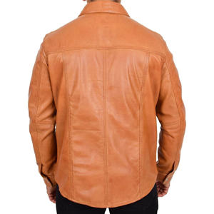 Camisa de cuero de moda para hombre hecha a medida Camisa de moda de cuero para hombre Camisa de cuero de ajuste casual Producto de Venta caliente de alta calidad - Product Image 3