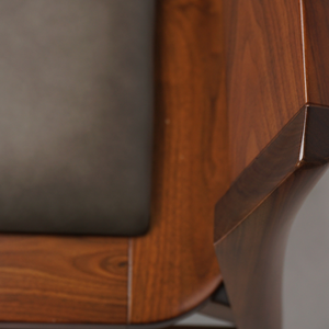 Banc de salle à manger en bois de noyer massif Rembourrage en cuir de vachette italien Style ferme Bois dur durable | | BESIMI - Product Image 5