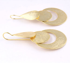 Gorgeous <b>Fashionable</b> Designer Plain Brushed Finish Hammered 24k Gold Plated Drop <b>Dangle</b> <b>Earrings</b> Hip Hop Hanging Hook <b>Earrings</b> - Product Image 3