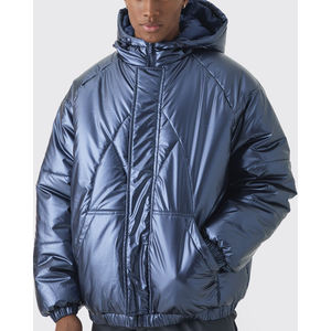 Veste d'hiver bouffante pour hommes de haute qualité en gros Logo personnalisé Broderie à manches longues Denim respirant col montant - Product Image 4