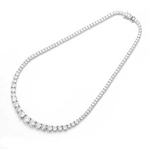 Chaîne de tennis incurvée en moissanite de 3mm pour femmes en argent 925-Collier de moissanite VVS à une ligne minimaliste pour femmes d'Inde - Product Image 4