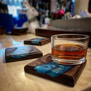 Nueva fiesta de madera y resina posavasos para jugo de fruta cerveza bebidas ollas té núcleo posavasos de madera almohadillas de protección de mesa posavasos de corcho Mat - Product Image 2