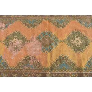 Vintage 4.4 X 11 ft <b>Turkish</b> <b>Rug</b> Yellow Blue Patchwork Wool Seagrass Large Area Rectangle Hallway Area Room <b>Rug</b> Abstract Latex - Product Image 5