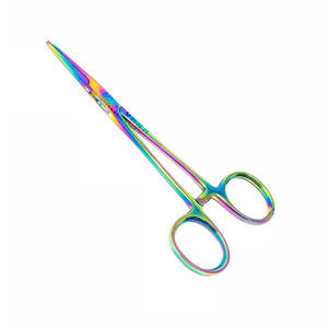 Pinzas Hemostáticas Kelly Rectas de 5.5 Pulgadas, Acero Inoxidable, Recubrimiento de Titanio Multicolor Arcoíris - Instrumento de Precisión de Grado Quirúrgico - Product Image 1