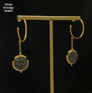 Coin hoop <b>earrings</b> Gold plated silver drop <b>earrings</b> Jewelry <b>Handmade</b> stylish party wear huggies indian <b>Earrings</b> - Product Image 1