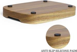 Soporte de cuchara de madera de acacia para estufa, soporte de cuchara de madera Rectangular suave para mostrador de cocina con pies de silicona antideslizantes - Product Image 5