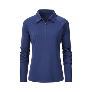 Polos de mujer de talla grande, ropa de gimnasio para correr a la moda, ropa deportiva informal, camiseta Polo con cremallera y cuello vuelto - Product Image 4