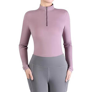 Camisas ecuestres de alta calidad al por mayor, camisetas de montar a caballo con media cremallera para mujer, ropa para carreras de caballos - Product Image 2
