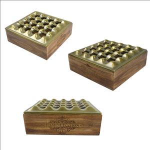 Plateau de forme ronde en acier inoxydable et bois de design moderne avec finition polonaise à base en bois Nouvelle arrivée disponible ici - Product Image 2