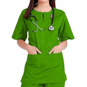 Women's High Quality 100% Cotton <b>Scrub</b> Suit with Short Sleeves Quick Dry & Breathable Customizable for Nurses - Product Image 3