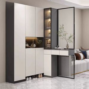 Meuble à chaussures d'entrée en bois massif, avec écran de séparation intégré, pour salon, meuble à vin de luxe, style moderne et minimaliste - Product Image 1