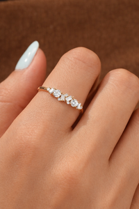 Anillo de boda de oro puro de 10K y 14K con diamantes cultivados en laboratorio, estilo baguette y redondo, anillos apilables a juego, regalos de aniversario para mujeres. - Product Image 4