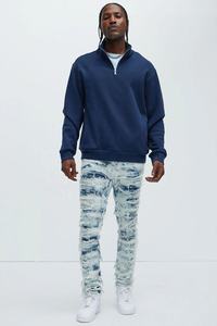 เสื้อสเวตเตอร์แบบสวมหัวสำหรับผู้ชายเสื้อมีฮู้ดและสเวตเชิ้ตผ้าคอตตอนออร์แกนิกมีซิปปิดสี่ส่วน - Product Image 5