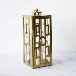 Vente chaude Élégant Noir Métal Fer Table Verre Lanterne Bougeoir En Gros pour La Maison Restaurant Décoration Impressionnant - Product Image 6