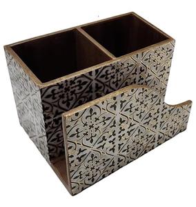 Soporte para cubiertos y papel tisú, cuchara de madera, soporte para tenedor, soporte para cubiertos, estante para mesa de cocina, compartimentos para uso en la India - Product Image 3