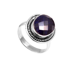 Bague unisexe en argent sterling 925 massif avec saphir teinté et beryle sertis clos, bijou fin à pierre unique pour mariage et soirée, tendance - Product Image 1