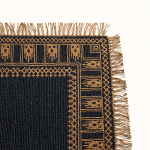 Tapis Kilim Dhurrie bleu marine moderne, fait main, écologique, en laine/soie, avec support en jute antidérapant, tissage plat géométrique tribal pour la maison - Product Image 6